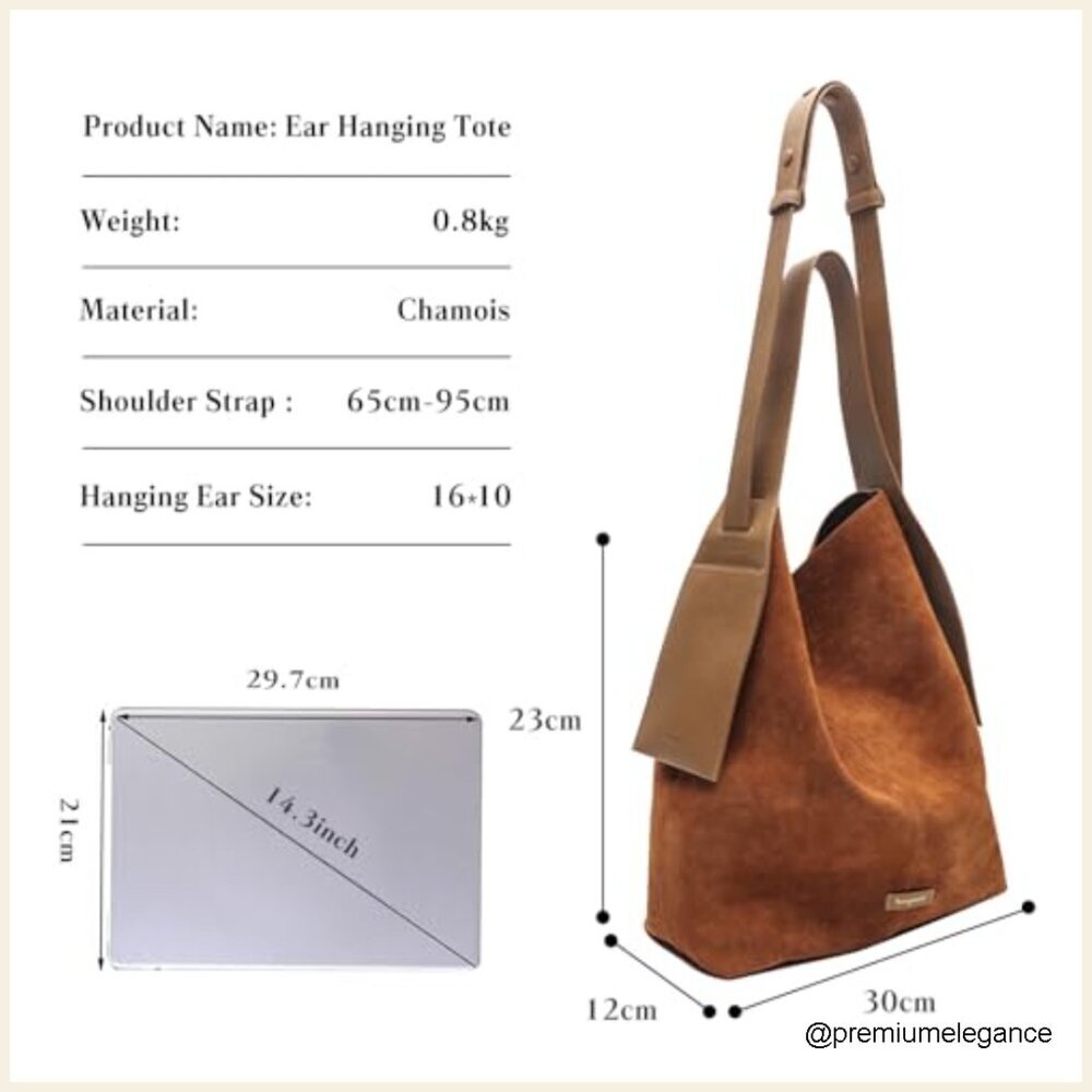 Large Capacity Suede Hobo Bag Adjustable Strap Top Handle Shoulder Crossbody - Picture 4 of 7